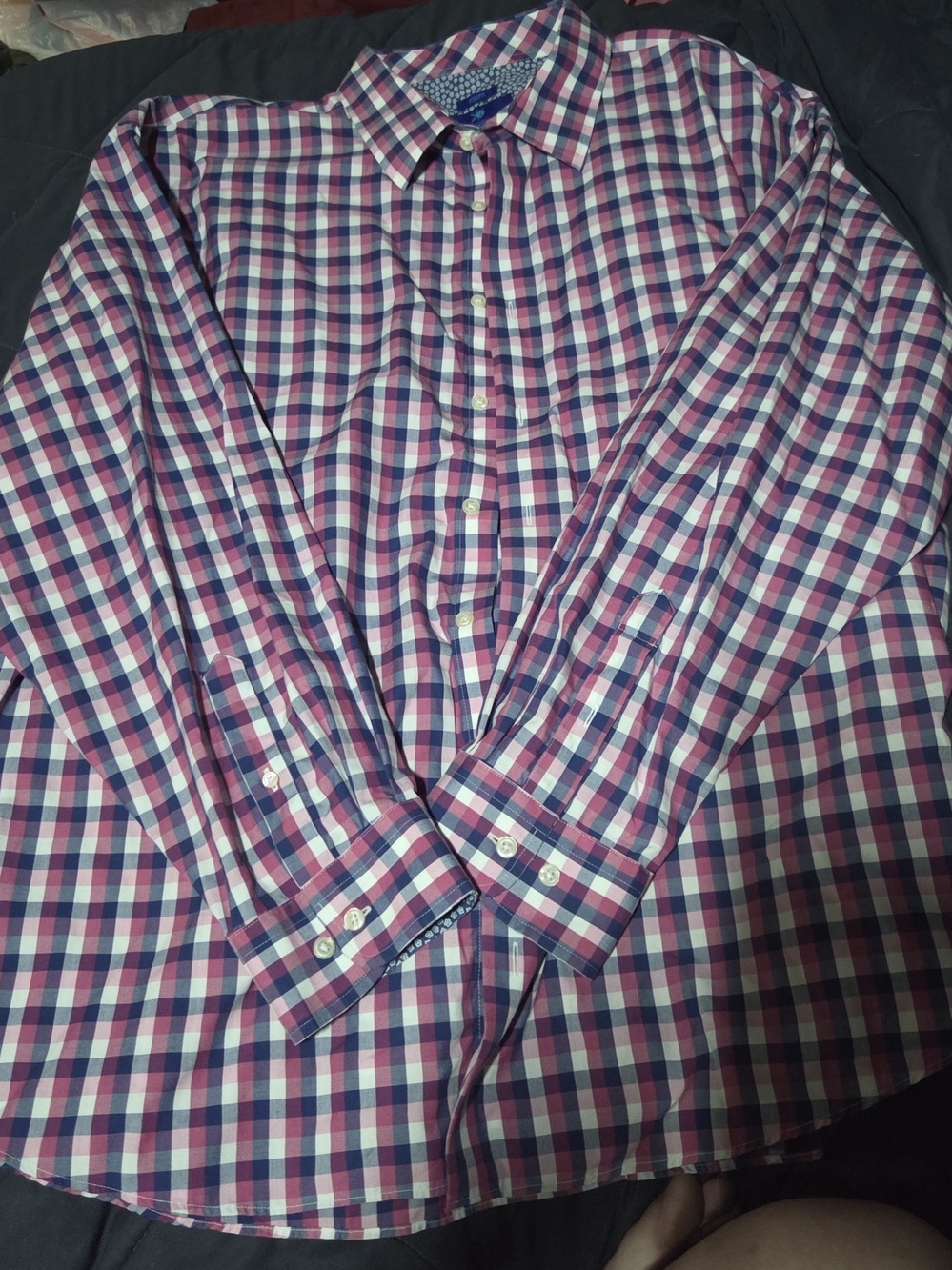 Egara Pink, Blue and White Checked Dress Shirt